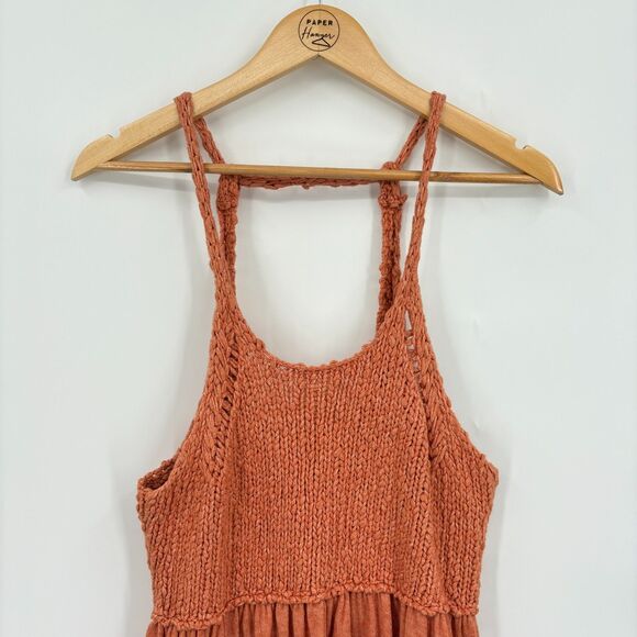 Free People Mountain View Tunic Top in Orange, XS, Boho Wool Blend Crochet - Picture 4 of 9